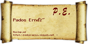 Pados Ernő névjegykártya